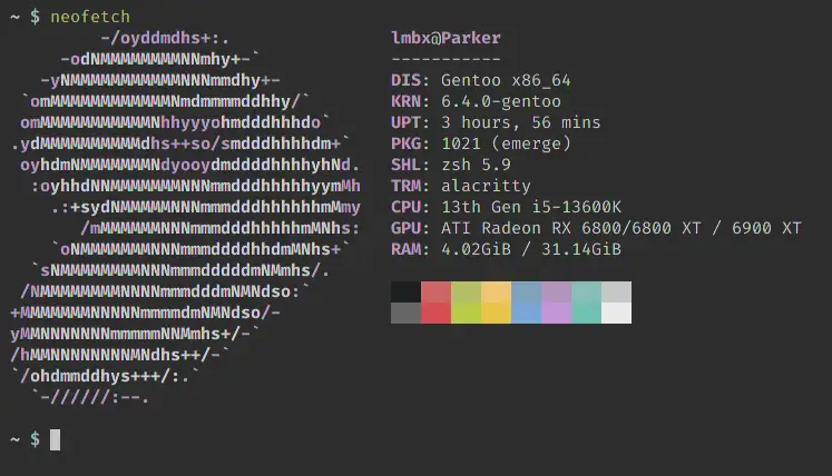 Neofetch output of my system