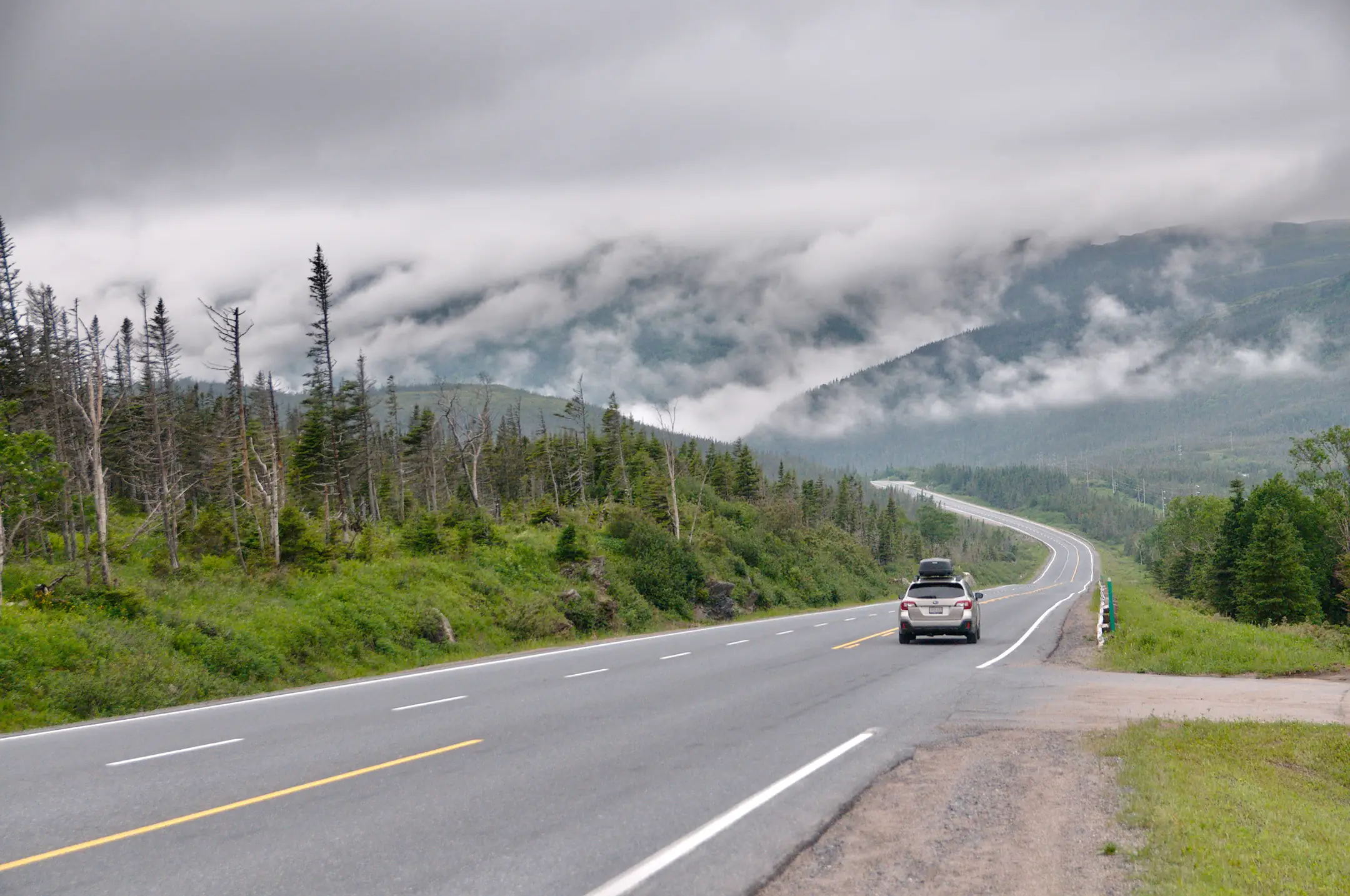 Car heading north on the Viking Trail